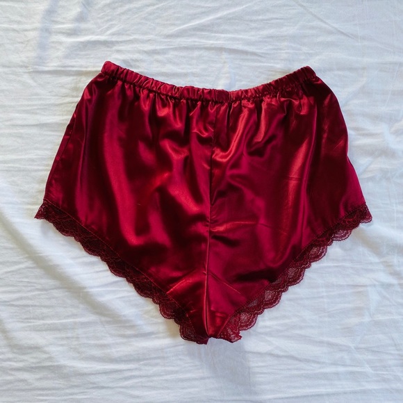 Burgundy Satin Sleep Shorts - Picture 3 of 5
